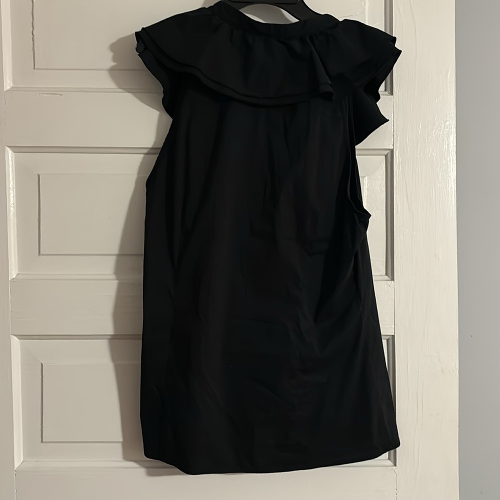 BCBGMaxAzria Black Ruffle Button-Down Top - Picture 4 of 5